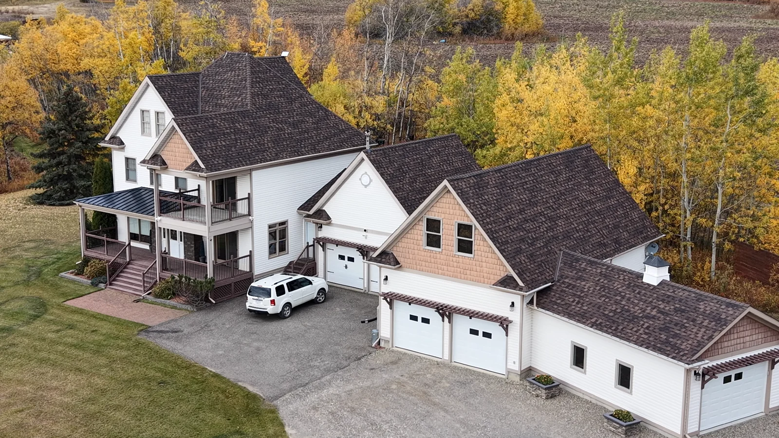 Dean custom shingle roof from the new client drone footage