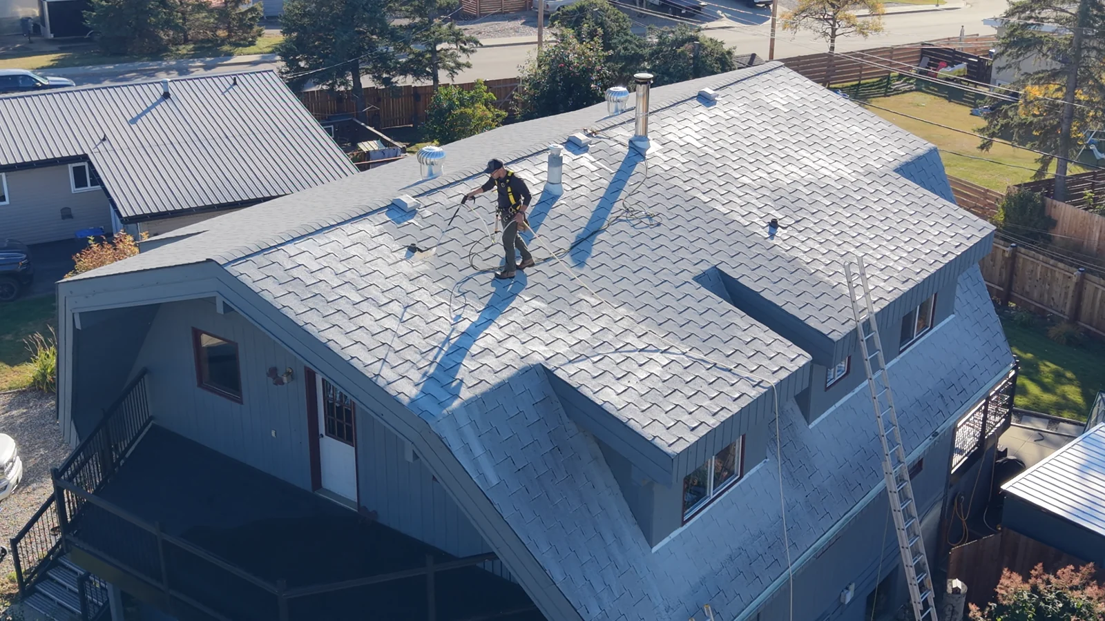 Raptor roof rejuvenation work captured in new client drone footage