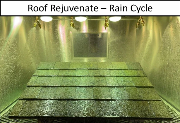 Roof Rejuvenate rain cycle in the accelerated-weathering machine