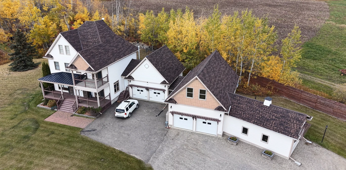 Client-supplied aerial view of Dean's custom mansion roof